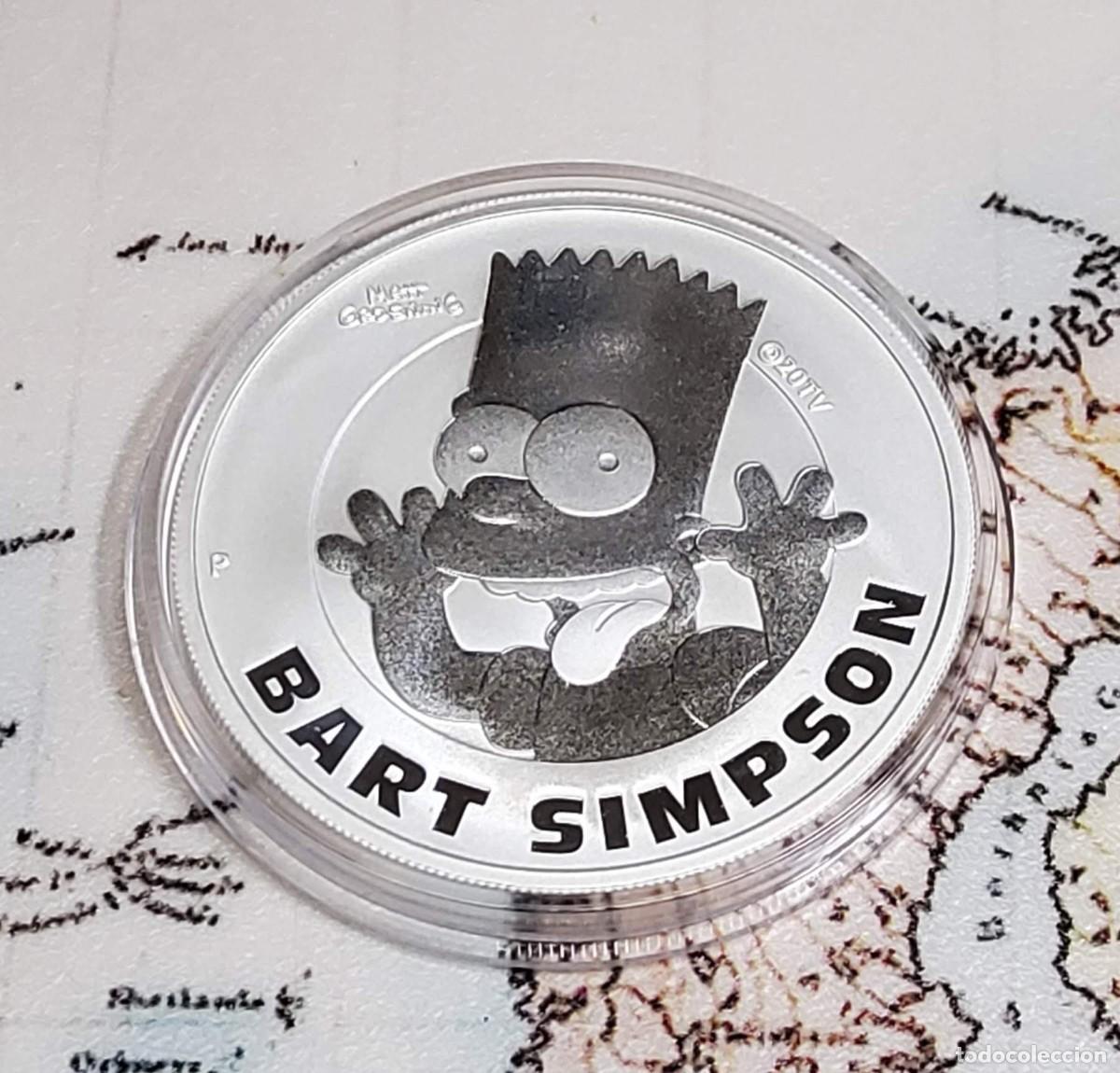 Monedas antiguas de Ocean&iacute;a: BART SIMPSON.1 DOLAR DE ISLAS TUVALU DEL A&Ntilde;O 2022.PROOF.1 ONZA DE PLATA PURA DE LEY 9999