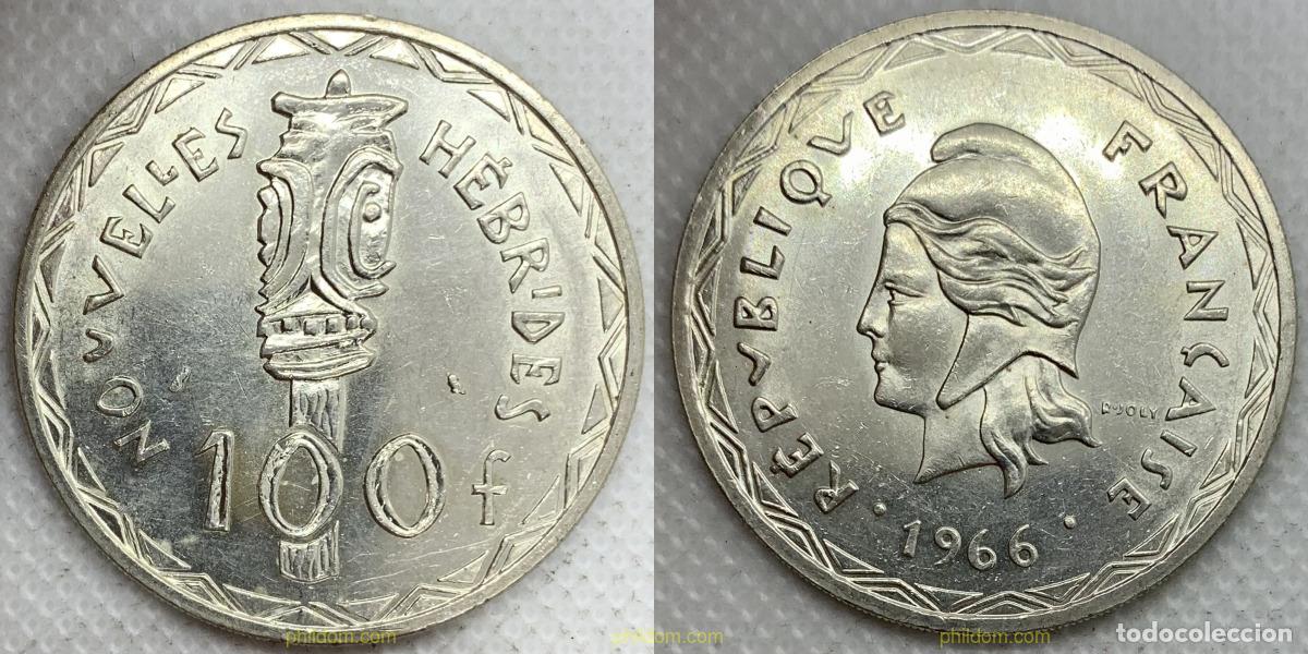 Monedas antiguas de Ocean&iacute;a: 3253 NUEVAS HEBRIDAS 1966 NOUVELLES-H&Eacute;BRIDES FRANCE 1966 100 FRANCS