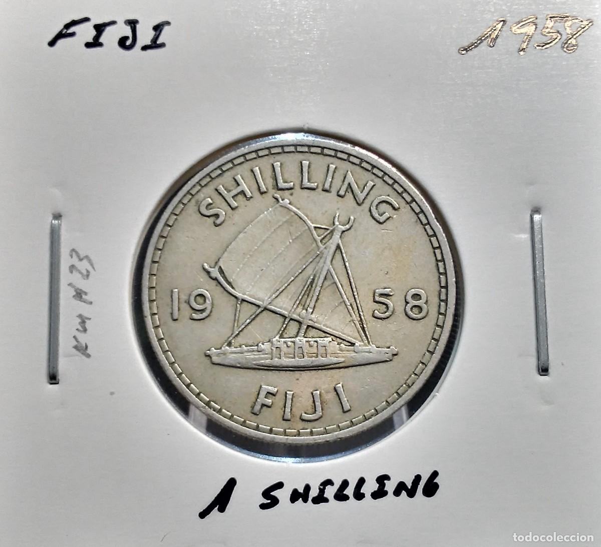 Monedas antiguas de Ocean&iacute;a: FIJI / FIYI 1 CHEL&Iacute;N / SHILLING 1958 KM#23 MBC+.