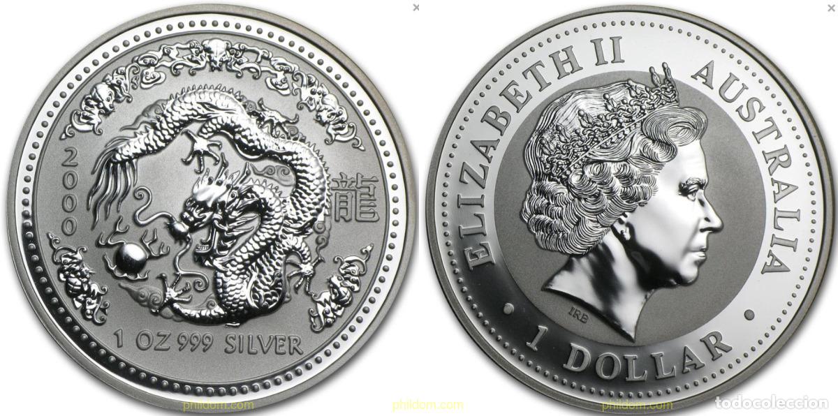 Monedas antiguas de Ocean&iacute;a: 2200 AUSTRALIA 2000 AUSTRALIA 1 DOLLAR 2000 KOOKABURRA DRAGON