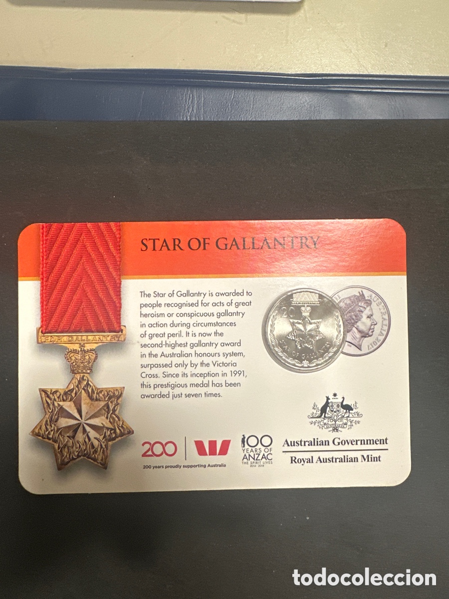Monedas antiguas de Ocean&iacute;a: Cartera de Australia con moneda de 20 centavos colecci&oacute;n motivo medallas militares de honor a&ntilde;o 2017