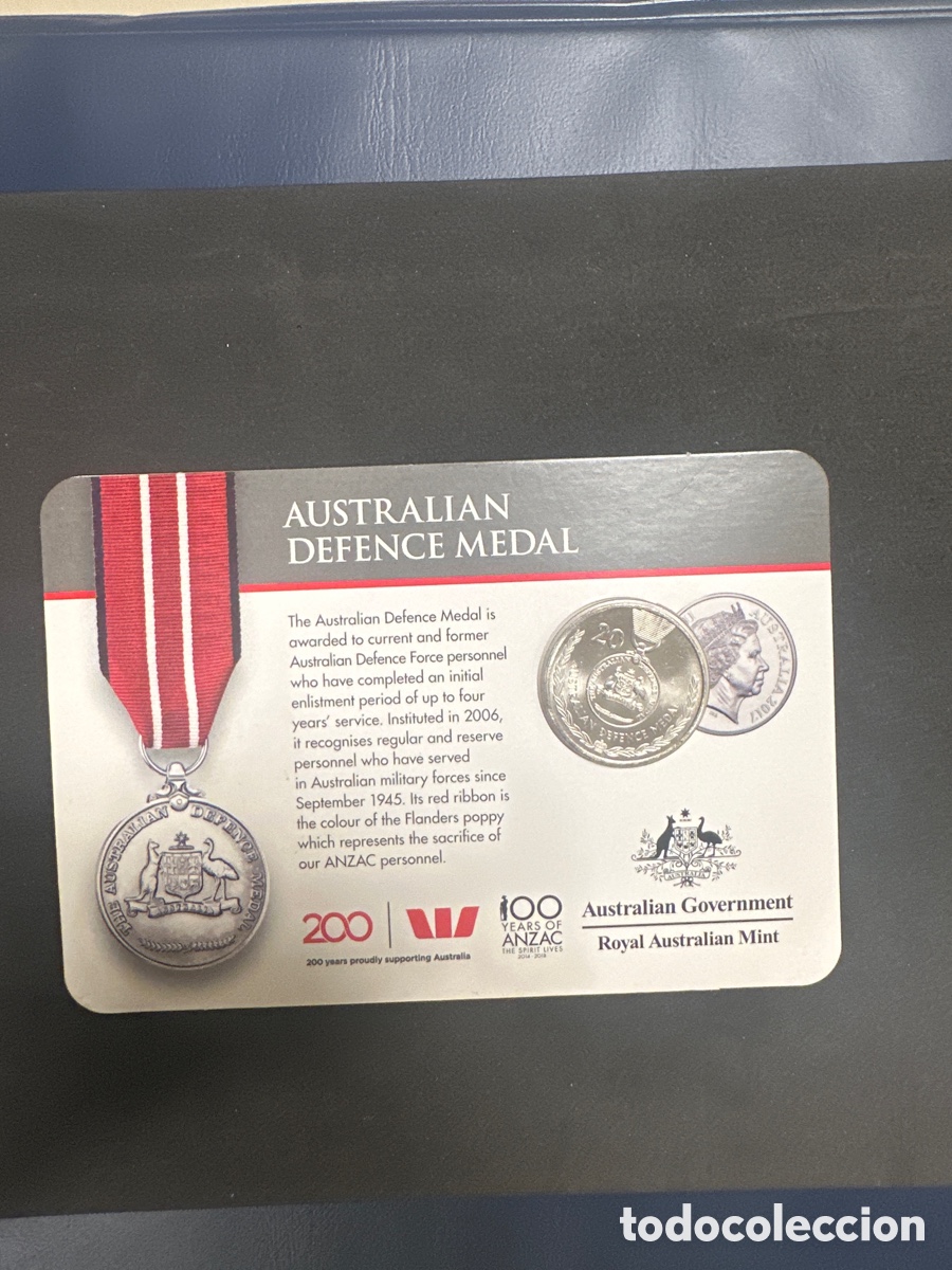 Monedas antiguas de Ocean&iacute;a: Cartera de Australia con moneda de 20 centavos colecci&oacute;n motivo medallas militares de honor a&ntilde;o 2017