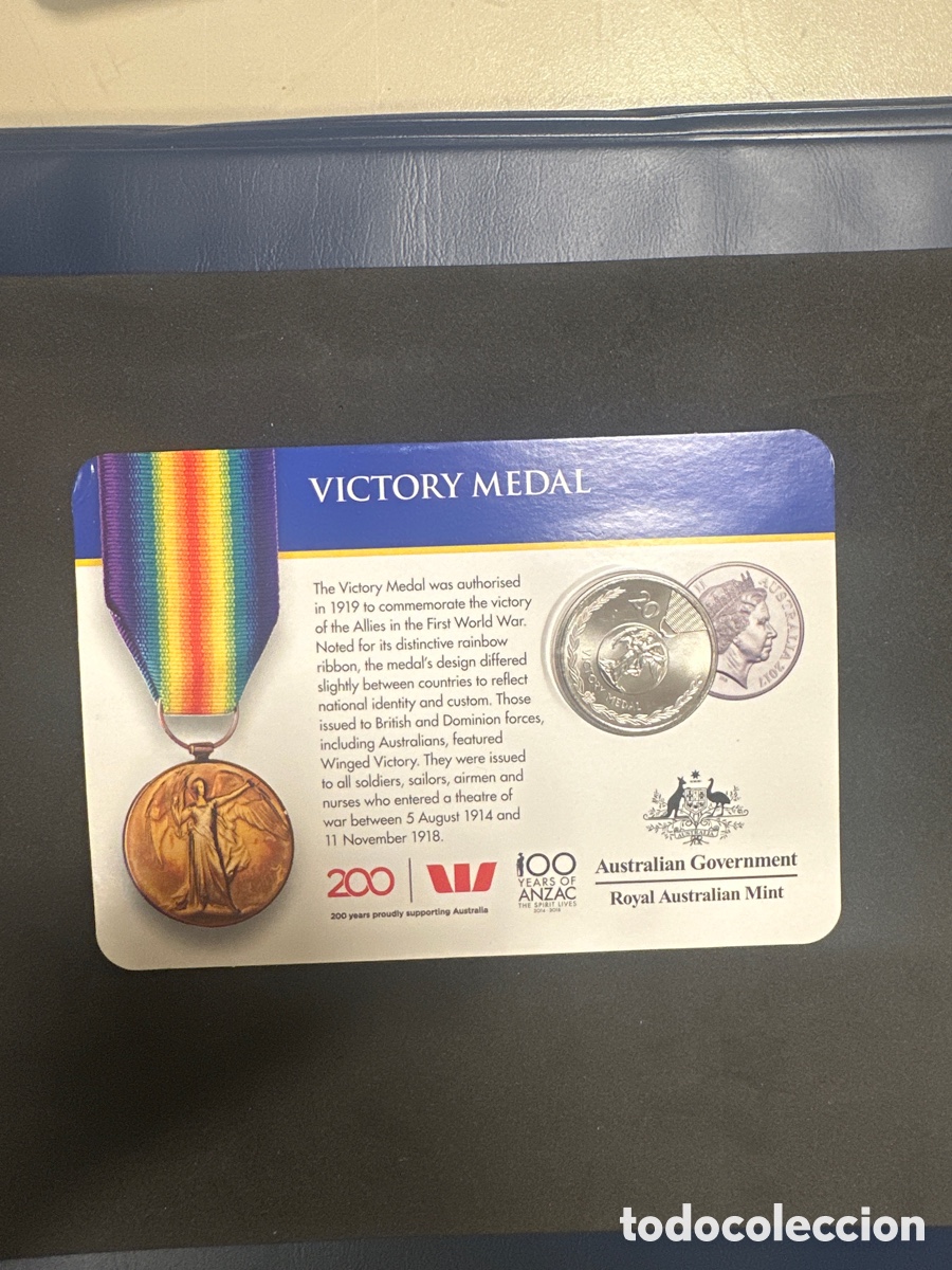 Monedas antiguas de Ocean&iacute;a: Cartera de Australia con moneda de 20 centavos colecci&oacute;n motivo medallas militares de honor a&ntilde;o 2017