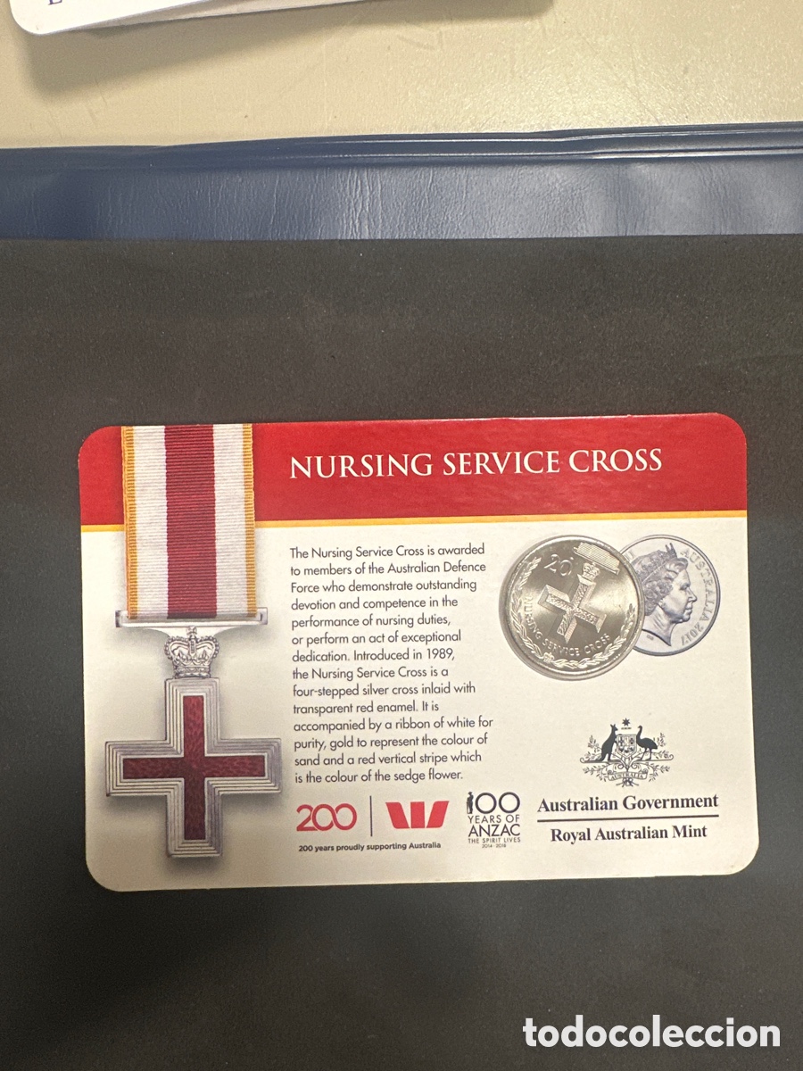 Monedas antiguas de Ocean&iacute;a: Cartera de Australia con moneda de 20 centavos colecci&oacute;n motivo medallas militares de honor a&ntilde;o 2017