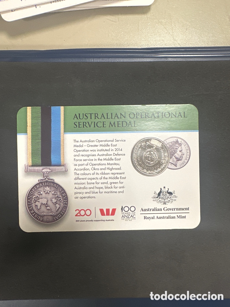 Monedas antiguas de Ocean&iacute;a: Cartera de Australia con moneda de 20 centavos colecci&oacute;n motivo medallas militares de honor a&ntilde;o 2017