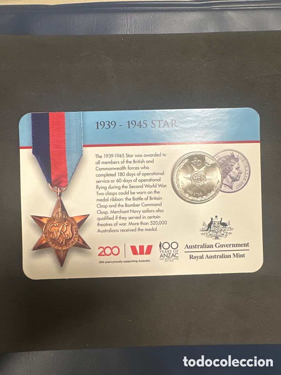 Monedas antiguas de Ocean&iacute;a: Cartera de Australia con moneda de 20 centavos colecci&oacute;n motivo medallas militares de honor a&ntilde;o 2017