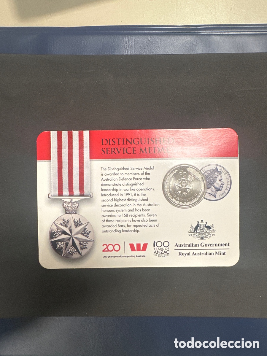 Monedas antiguas de Ocean&iacute;a: Cartera de Australia con moneda de 20 centavos colecci&oacute;n motivo medallas militares de honor a&ntilde;o 2017