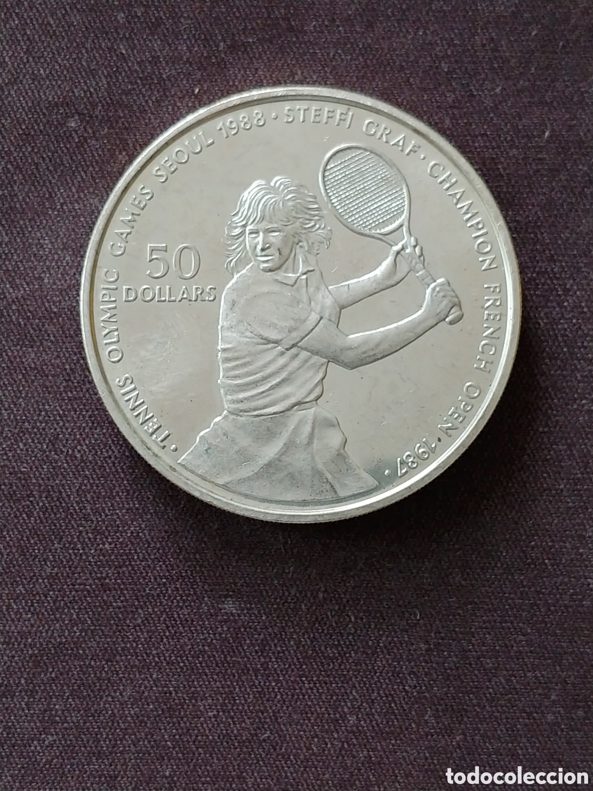 Monedas antiguas de Ocean&iacute;a: Niue, &rdquo;Steffi Graf&rdquo; 50 Dollars 1987, Ag .925 mls., Proof