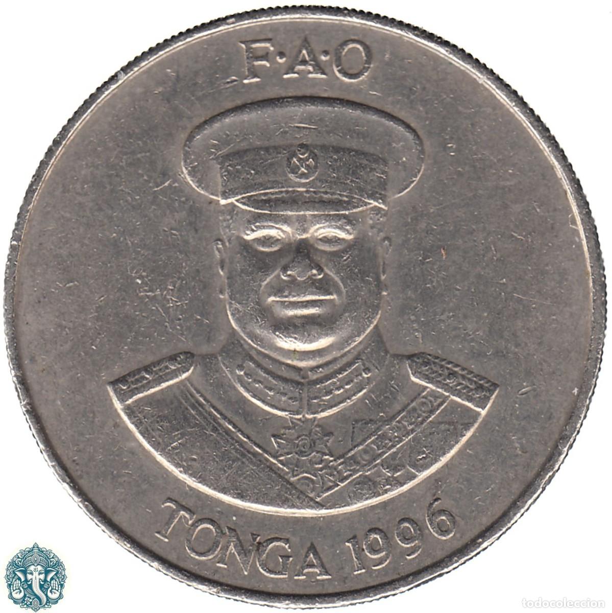 Monedas antiguas de Ocean&iacute;a: TONGA 20 Seniti 1996 Taufa'ahau Tupou IV - FAO KM#70