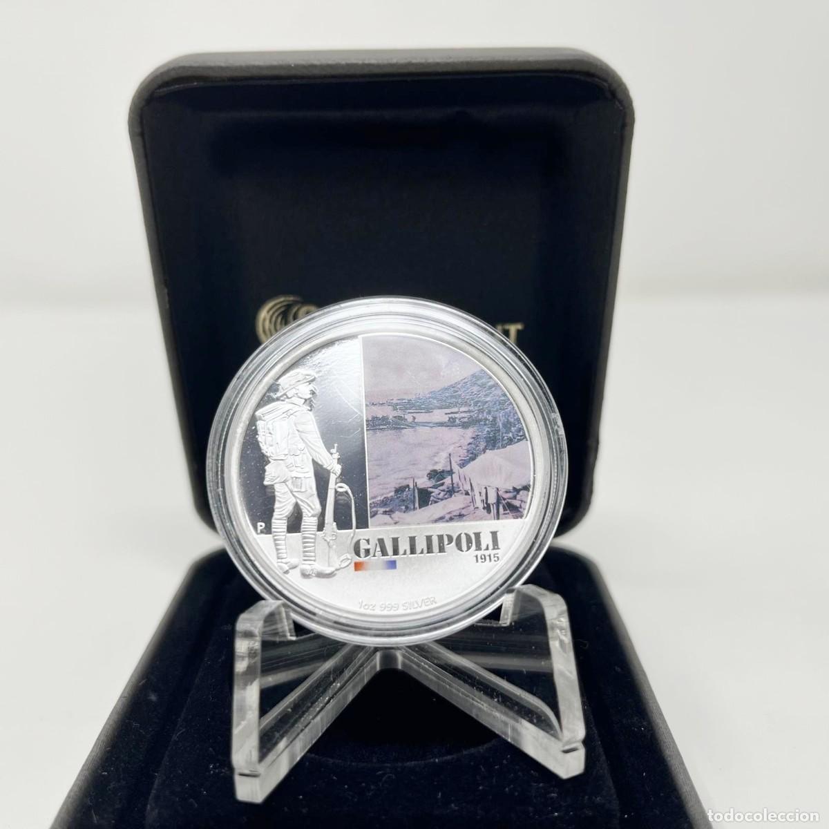 Monedas antiguas de Ocean&iacute;a: Moneda 1 D&oacute;lar Australia 2011 Gallipoli 1915 Plata 999 Proof Perth Mint con Estuche y Certificado