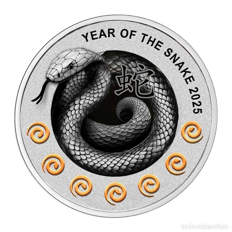 Monedas antiguas de Ocean&iacute;a: Moneda Plata 2025 A&ntilde;o Lunar Serpiente