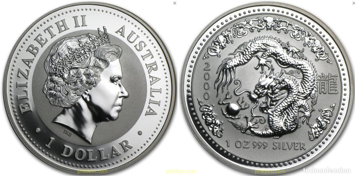 Monedas antiguas de Ocean&iacute;a: 2200 AUSTRALIA 2000 AUSTRALIA 1 DOLLAR 2000 KOOKABURRA DRAGON