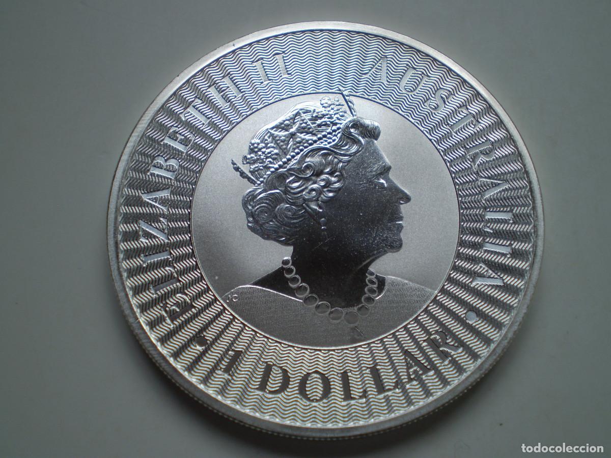 Monedas antiguas de Ocean&iacute;a: 1 DOLAR Plata 2022 Australia. Elizabeth II. Canguro. Diametro 40,6. 31,1gr Onza 999