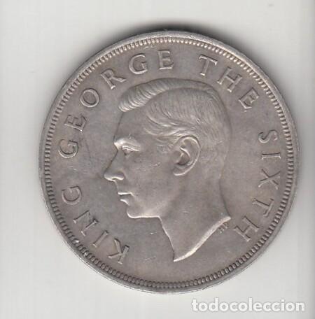 Monedas antiguas de Ocean&iacute;a: NUEVA ZELANDA. Moneda de Una Corona de Plata de 1949. MBC.