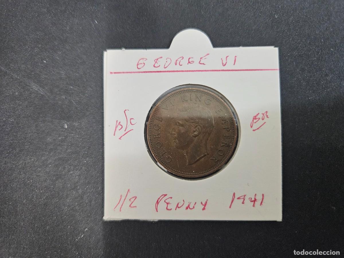 Monedas antiguas de Ocean&iacute;a: NUEVA ZELANDA 1/2 PENNY 1941 BC KM=12 (BRONCE) GEORGE VI