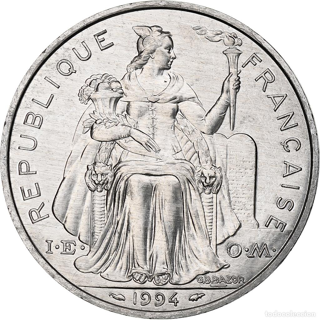 Monedas antiguas de Ocean&iacute;a: [#1281118] Polinesia francesa, 5 Francs, 1994, Paris, I.E.O.M., Aluminio, SC, KM:12