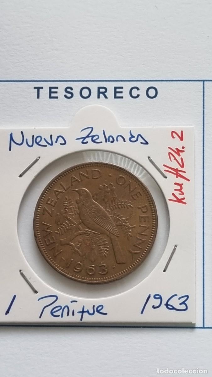 Monedas antiguas de Ocean&iacute;a: NUEVA ZELANDA: MONEDA DE 1 PENIQUE 1963 - KM#24.2 - Ref.: 032