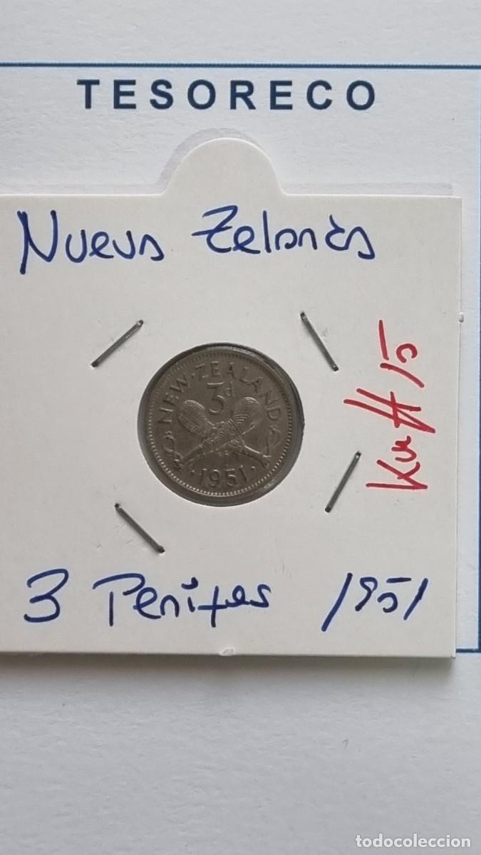 Monedas antiguas de Ocean&iacute;a: NUEVA ZELANDA: MONEDA DE 3 PENIQUES 1951 - KM#15 - Ref.: 036