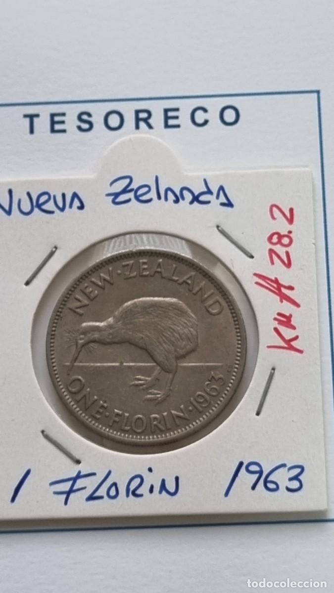 Monedas antiguas de Ocean&iacute;a: NUEVA ZELANDA: MONEDA DE 1 FLORIN 1963 Escasa - KM#28.2 - Ref.: 039