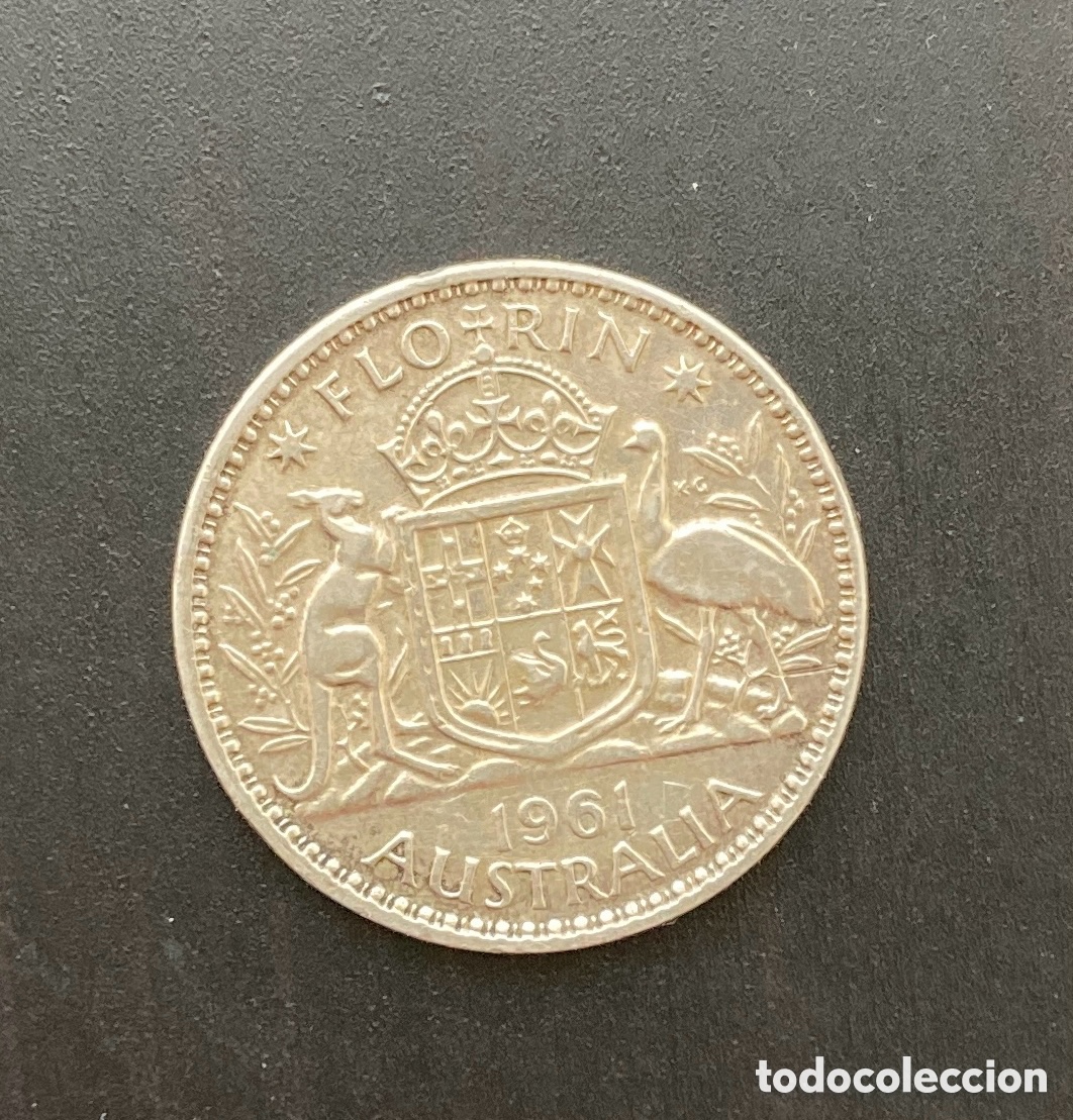 Monedas antiguas de Ocean&iacute;a: 1 florin Australia 1961. Isabel II. Plata 0,500