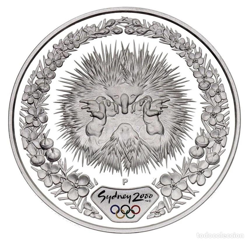 Monedas antiguas de Ocean&iacute;a: AUSTRALIA 5 dolares 2000 Equidna y &aacute;rbol del t&eacute; - Olimpiadas Sidney - 1 oz plata pura