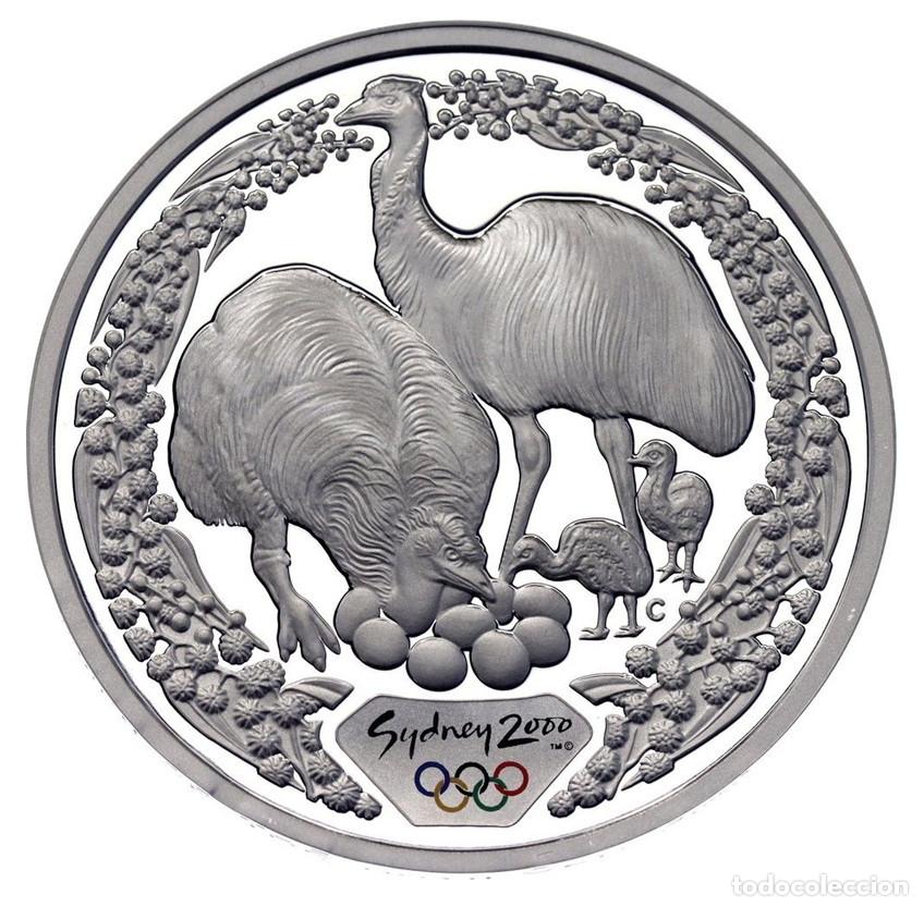 Monedas antiguas de Ocean&iacute;a: AUSTRALIA 5 dolares 2000 EMUS y ZARZO - Olimpiadas Sidney - 1 oz plata pura