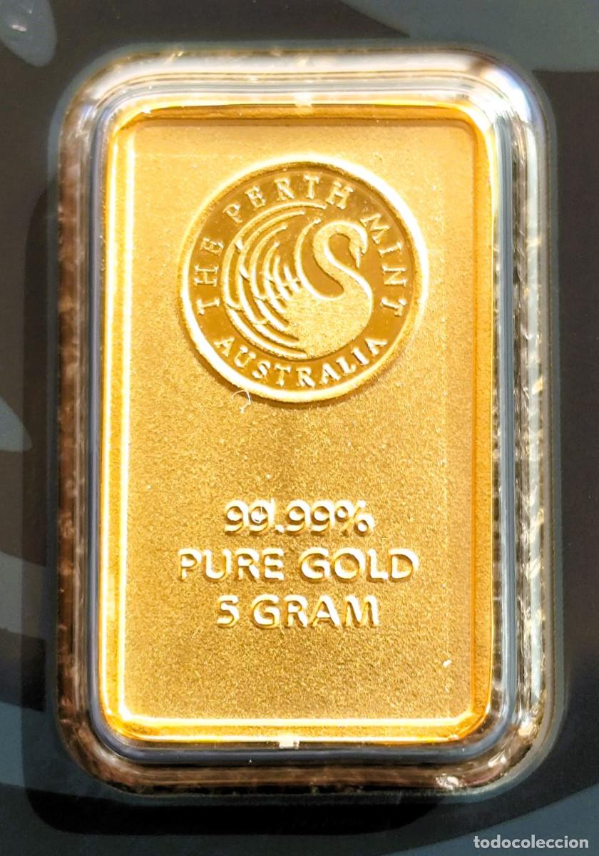 Monedas antiguas de Ocean&iacute;a: Lingote Oro 5 gramos Perth Mint Australia 99.99% (leer)