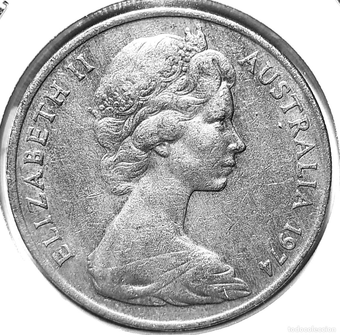 Monedas antiguas de Ocean&iacute;a: AUSTRALIA (1966-2022) - 20 CENTAVOS 1974 - REINA ISABEL II - A - 11,30 GR. CUPRONIQUEL