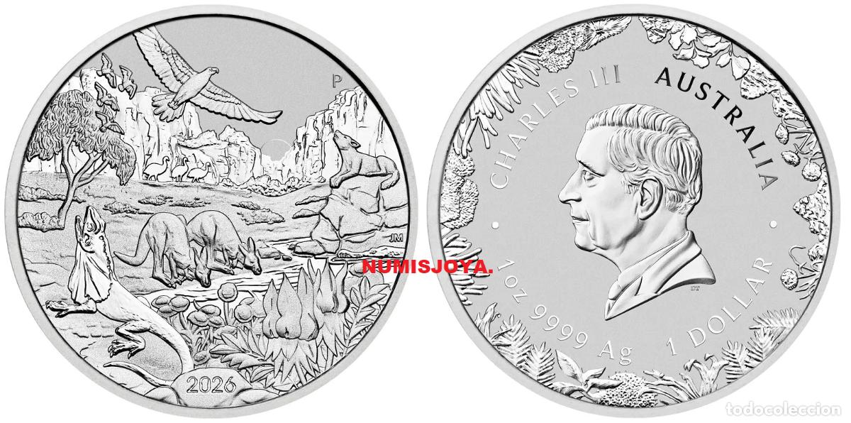 Monedas antiguas de Ocean&iacute;a: AUSTRALIA ONZA 2026. 1 DOLAR plata The OUTBACK. Peso 31,10 gr. Ley 999.