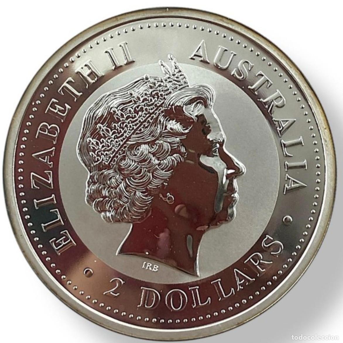 Monnaies anciennes d'Oc&eacute;anie: 2 DOLLARS DE AUSTRALIA ELISHABET II 2 ONZAS DE PLATA 0,999 PROOF