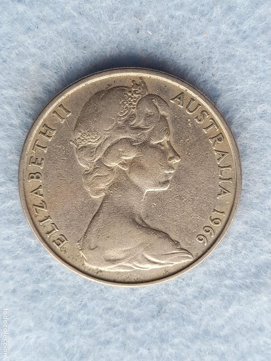 Monedas antiguas de Ocean&iacute;a: Australia. 20 C&eacute;ntimos. A&ntilde;o 1966. - Foto 2
