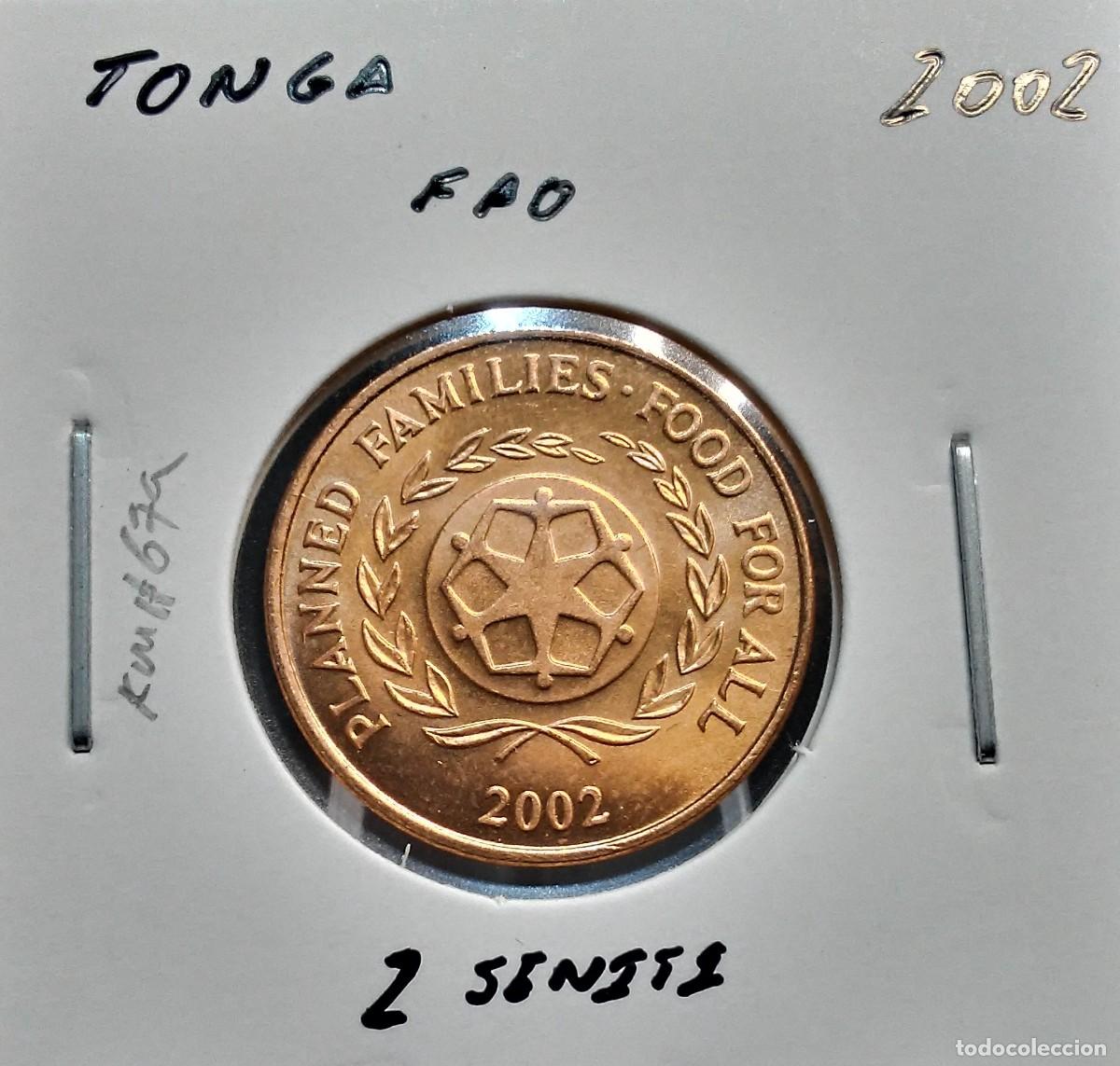 Monedas antiguas de Ocean&iacute;a: TONGA 2 SENITI 2002 KM#67a SC UNC FAO.