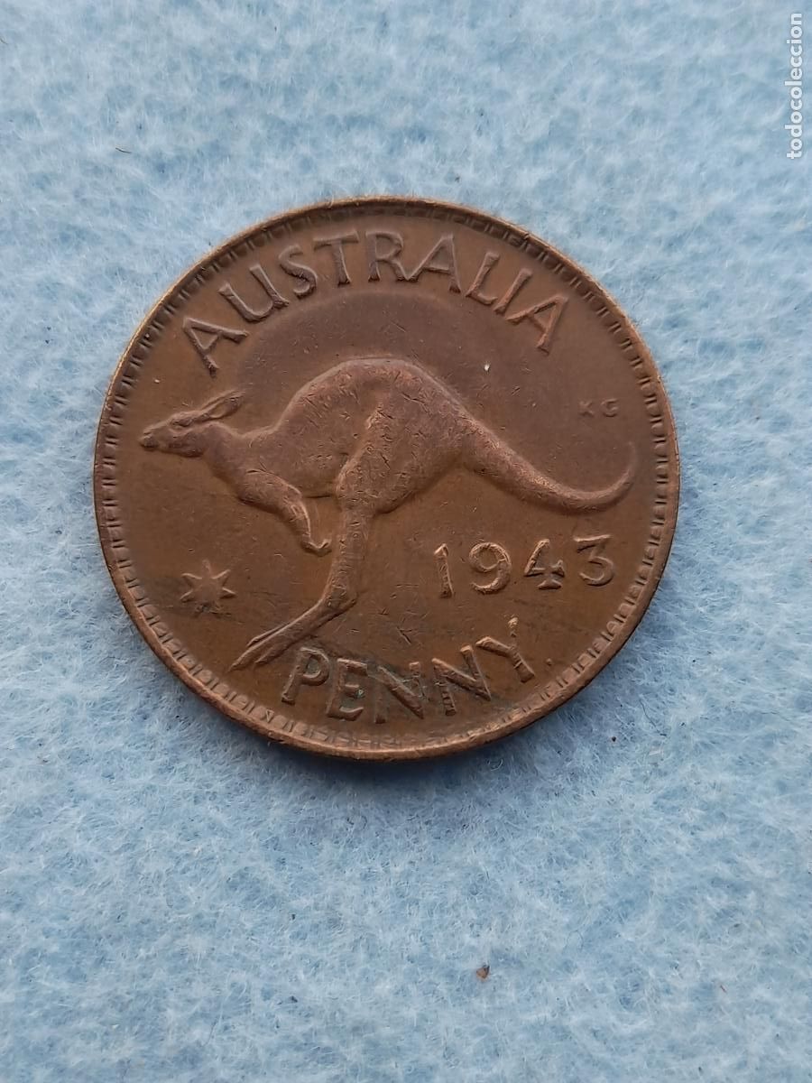Monnaies anciennes d'Oc&eacute;anie: Australia. 1 Penique. Jorge VI. A&ntilde;o 1943.
