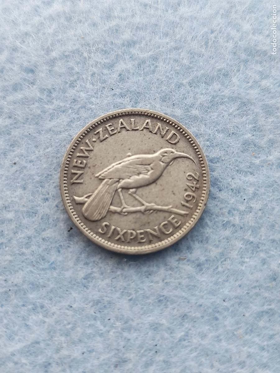 Monnaies anciennes d'Oc&eacute;anie: Nueva Zelanda. 6 Peniques. A&ntilde;o 1942. Plata.