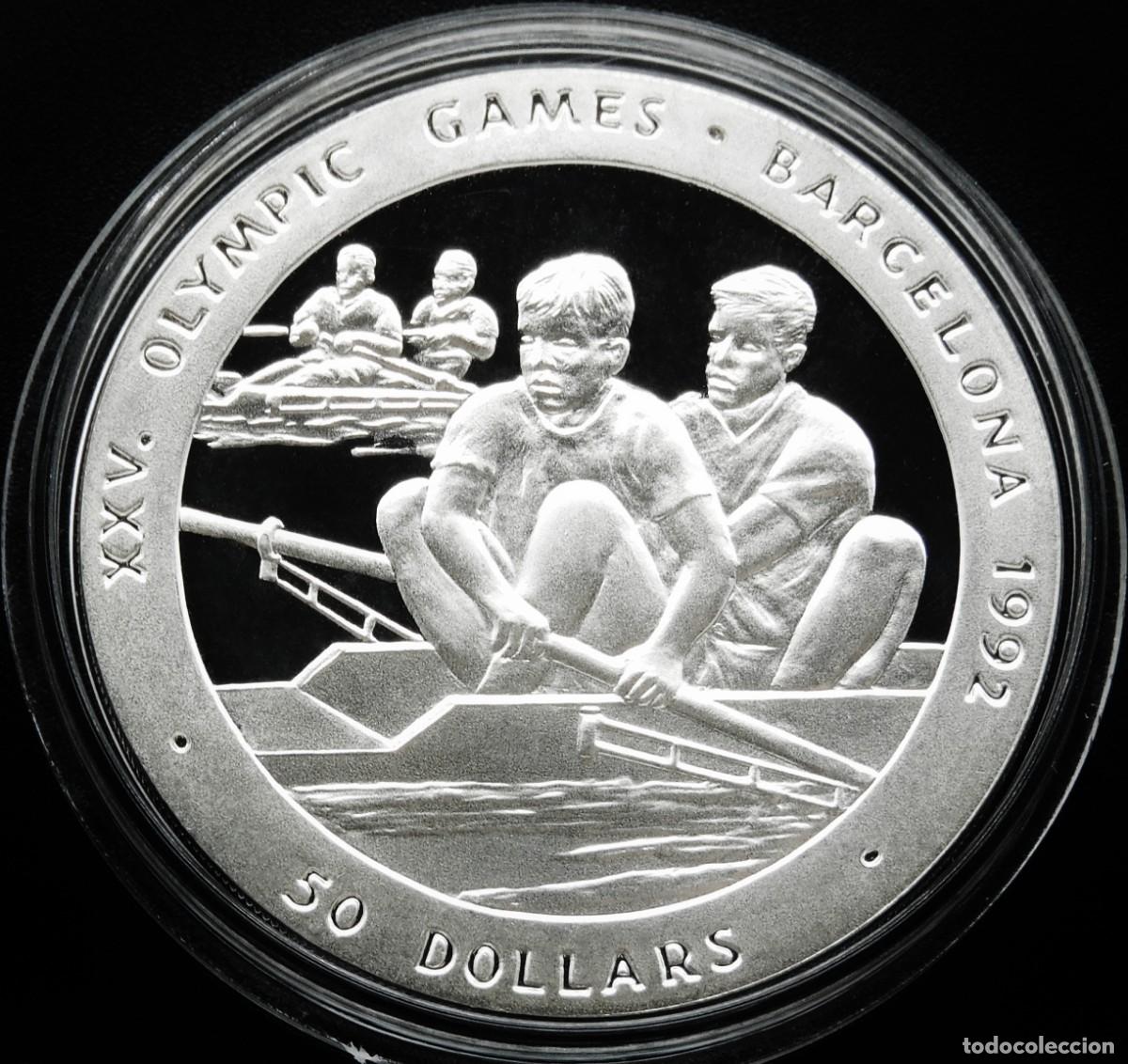 Monnaies anciennes d'Oc&eacute;anie: NIUE 50 DOLARES 1989. JJOO BARCELONA'92 - REMO. PLATA PROOF. ESCASA
