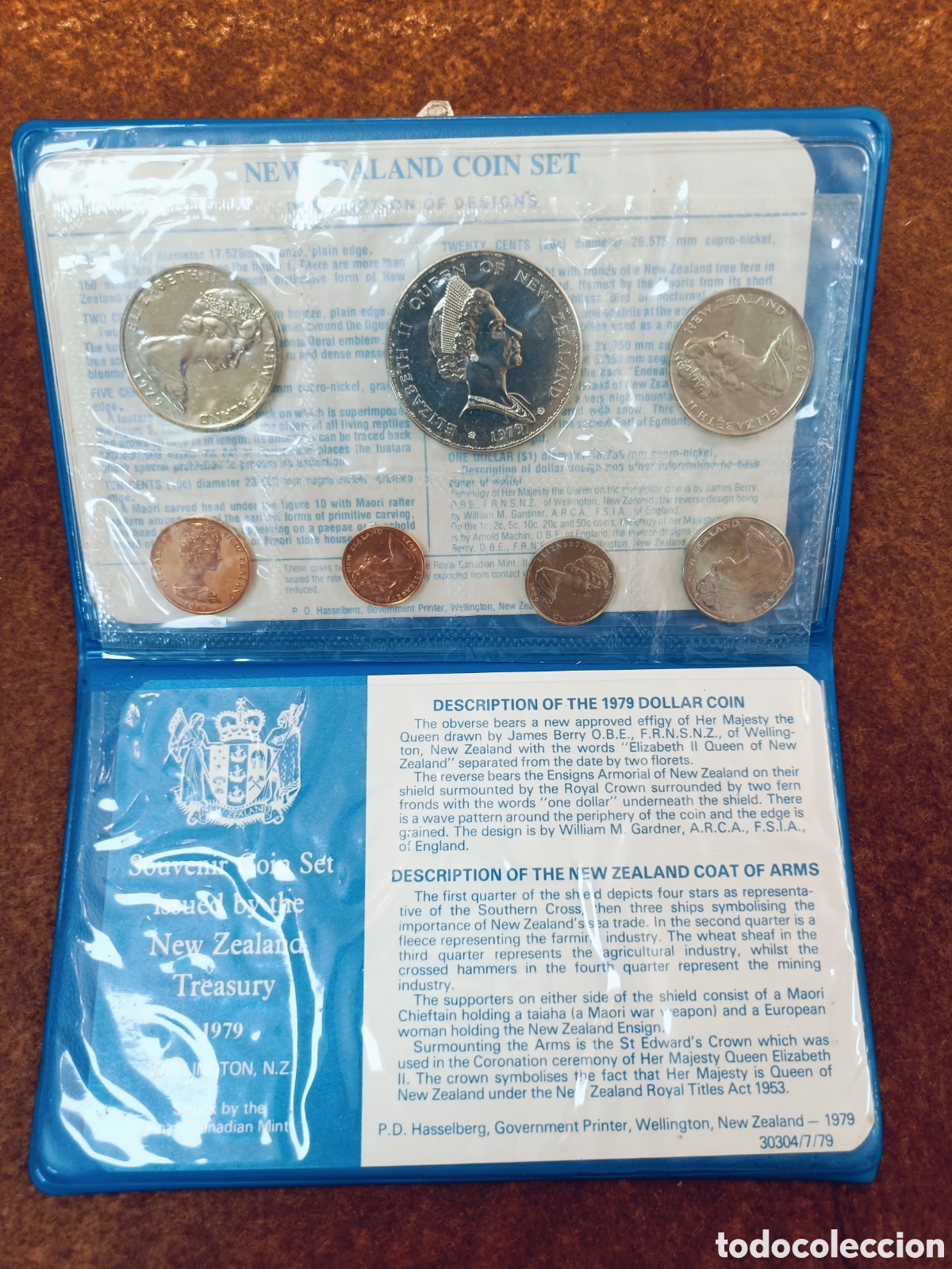 Monedas antiguas de Ocean&iacute;a: NUEVA ZELANDA 1979 SERIE OFICIAL: 1-5-10-20 Y 50 CENTS Y 1 DOLAR