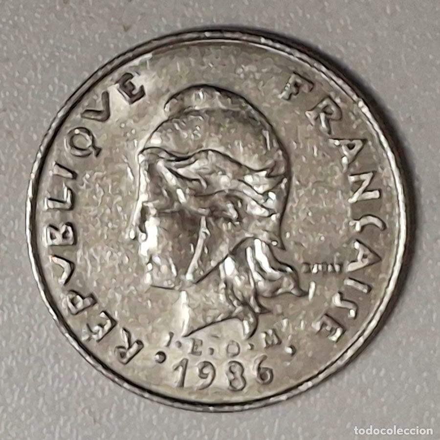 Monedas antiguas de Ocean&iacute;a: 20 Francos CFP de Nueva Caledonia 1986