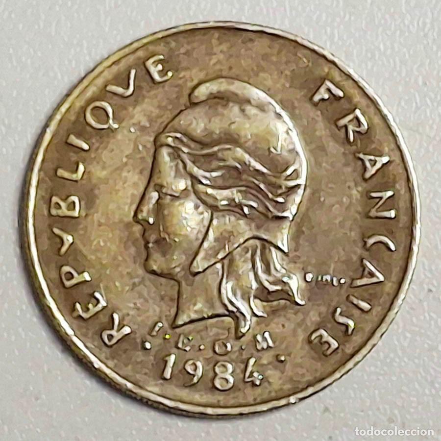 Monedas antiguas de Ocean&iacute;a: 100 Francos CFP de Nueva Caledonia 1984