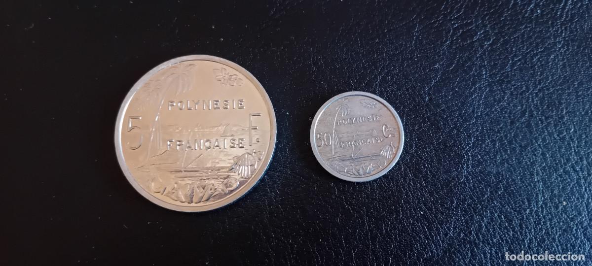 Monedas antiguas de Ocean&iacute;a: POLINESIA FRANCESA 5 FRANCOS Y 50 CENTS 1991 Y 1965