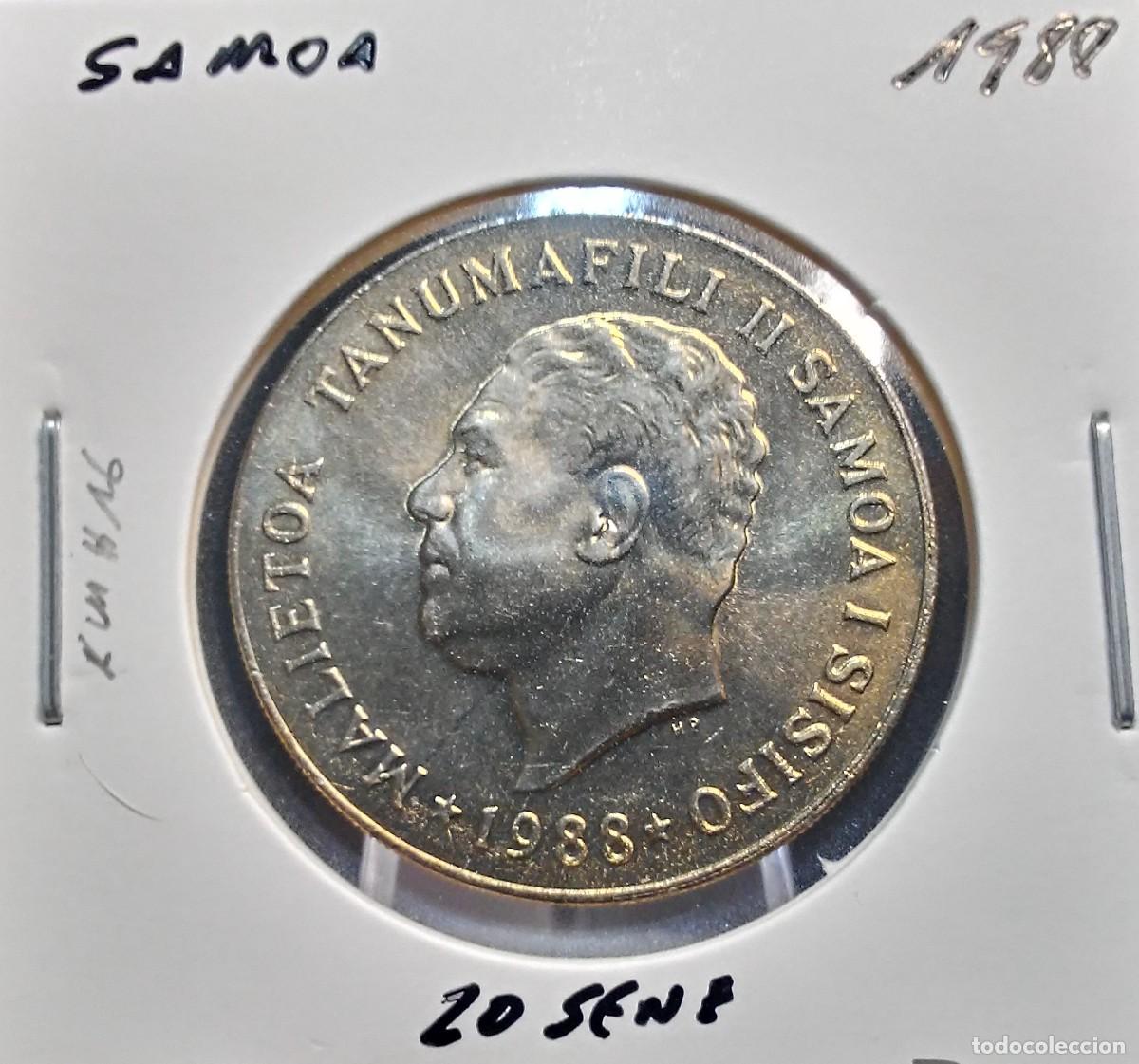 Monedas antiguas de Ocean&iacute;a: SAMOA 20 SENE 1988 KM#16 SC UNC.