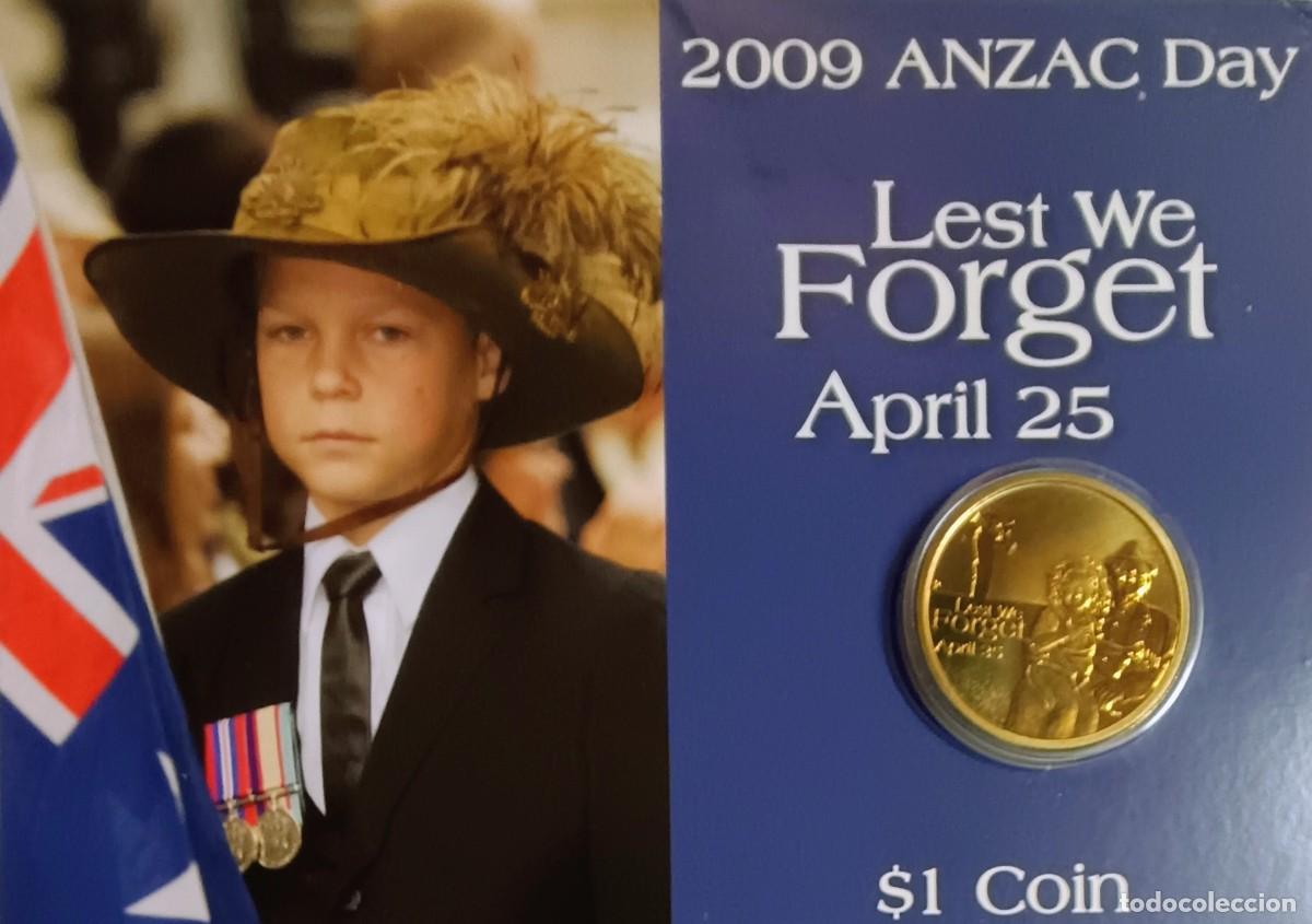 Monedas antiguas de Ocean&iacute;a: MAGN&Iacute;FICA SERIE DE 9 MONEDAS DE 1 D&Oacute;LAR ($1). 2009-2017: &ldquo;LEST WE FORGET APRIL 25&rdquo;. RARAS