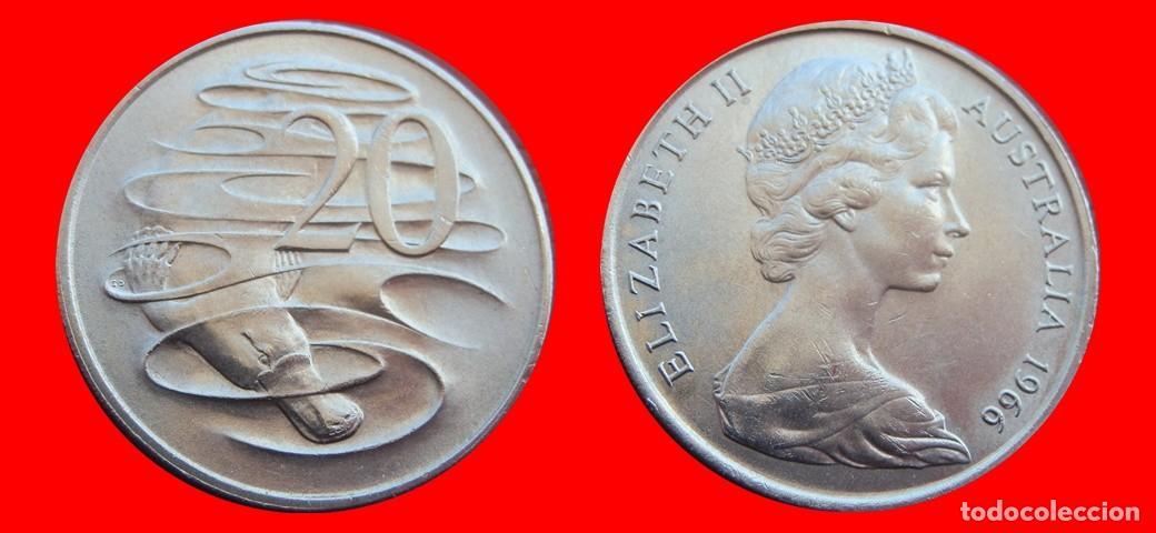 Monedas antiguas de Ocean&iacute;a: 20 CENTAVOS 1966 AUSTRALIA-150314