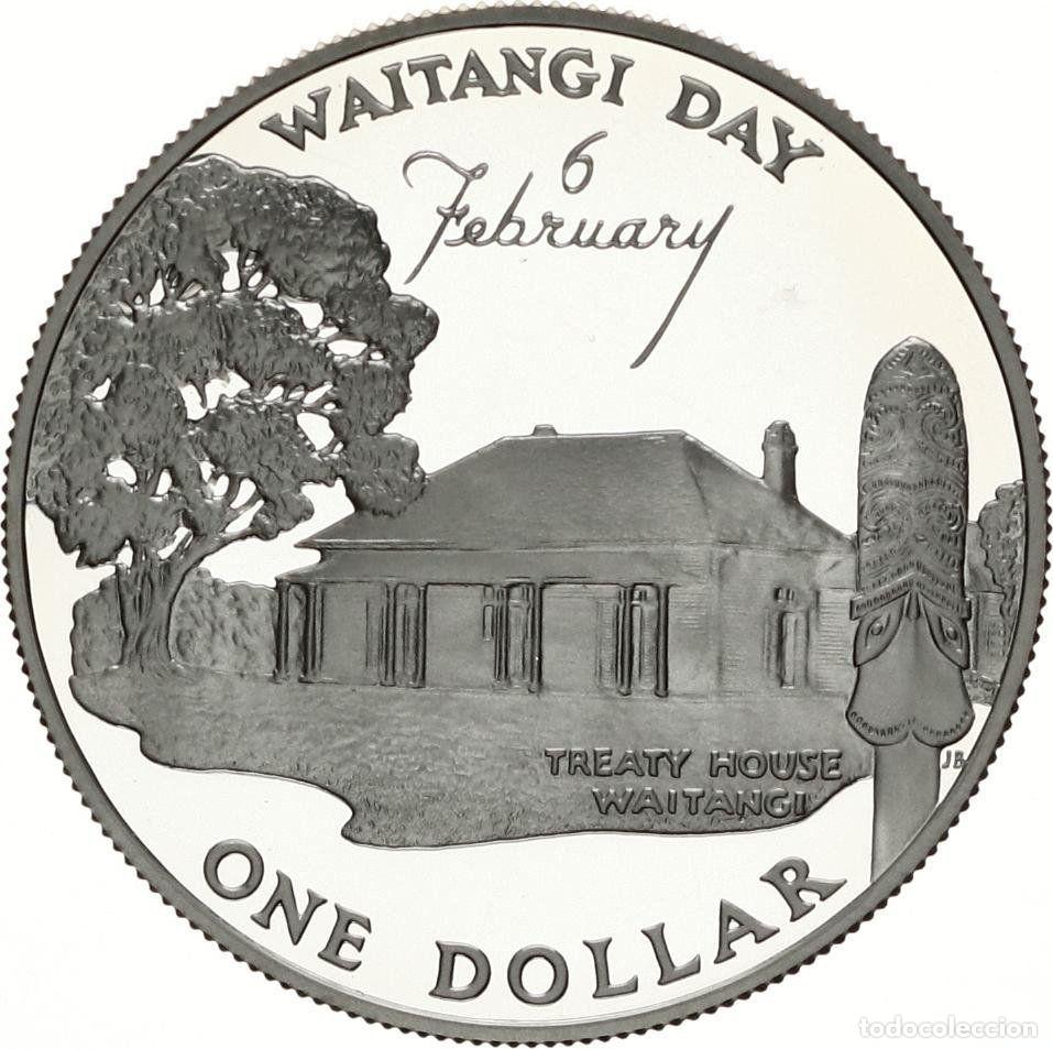 Monedas antiguas de Ocean&iacute;a: NUEVA ZELANDA 1 dolar plata 1977 proof Jubileo de Plata y D&iacute;a de Waitangi