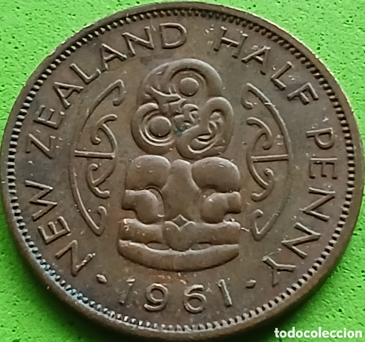 Monedas antiguas de Ocean&iacute;a: Nueva Zelanda half penny 1961 km#23.2 poco com&uacute;n