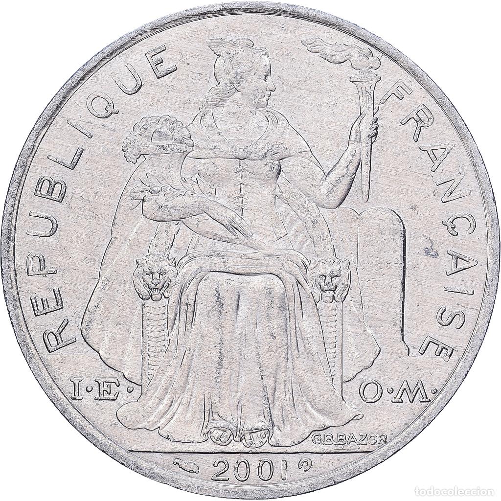 Monedas antiguas de Ocean&iacute;a: [#1513420] Polinesia francesa, 5 Francs, 2001, Paris, I.E.O.M., Aluminio, EBC, Lecompte:63g
