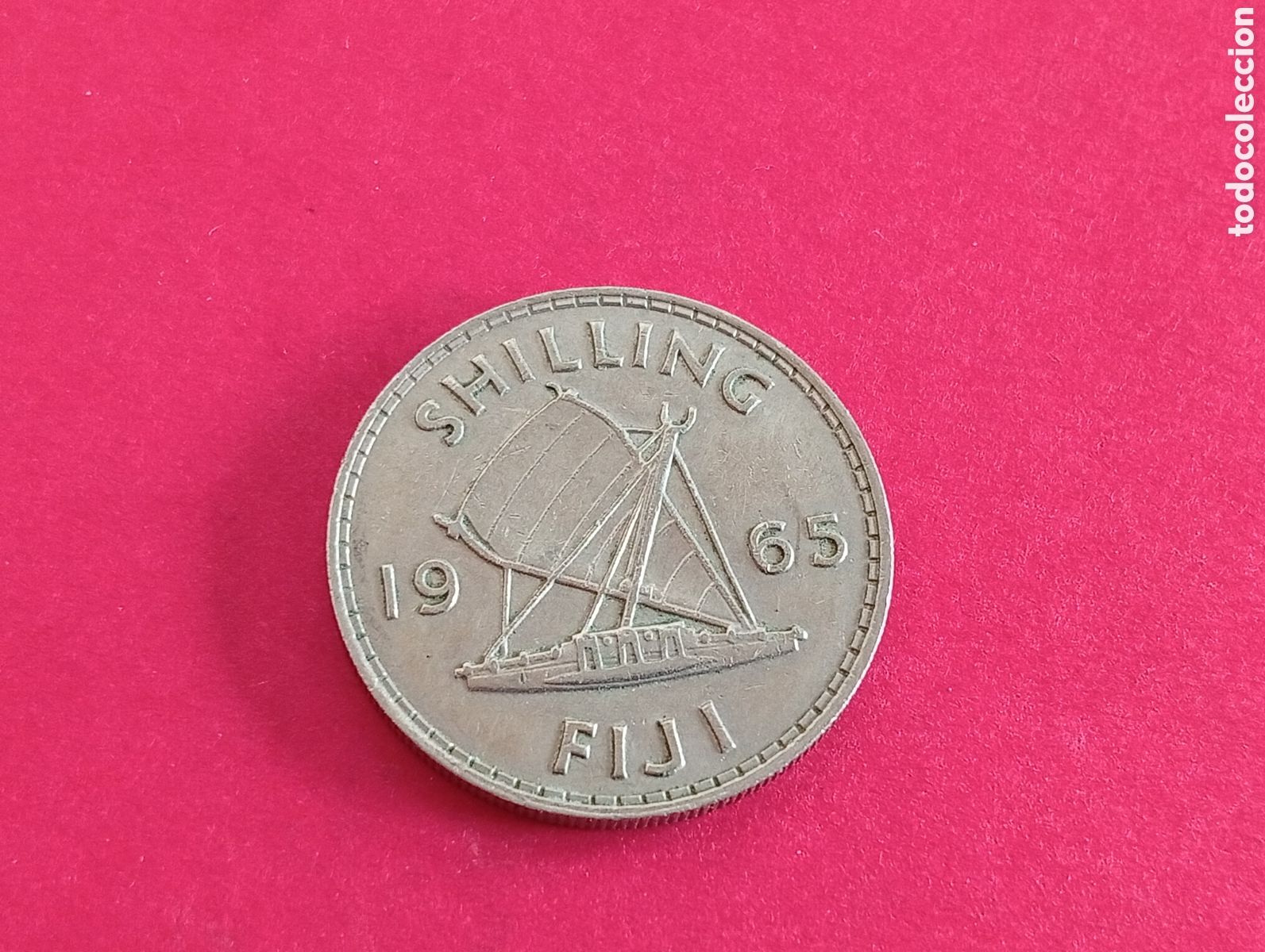 Monedas antiguas de Ocean&iacute;a: 1 chel&iacute;n de Fiji 1965