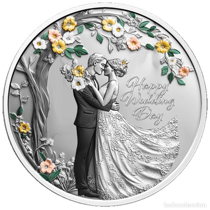 Monedas antiguas de Ocean&iacute;a: NIUE ISLAND MONEDA 1$ DE PLATA 2026 FELIZ DIA DE LA BODA. HAPPY WEDDING DAY