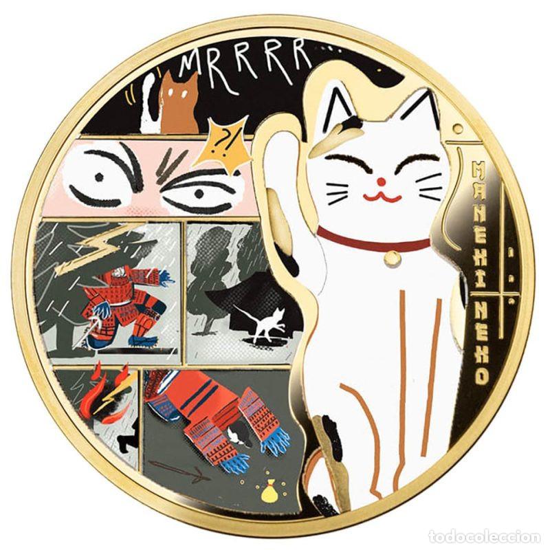 Monedas antiguas de Ocean&iacute;a: NIUE ISLAND 2$ ONZA DE PLATA 2025 LONARDO MANEKI NEKO. GATO DE LA SUERTE