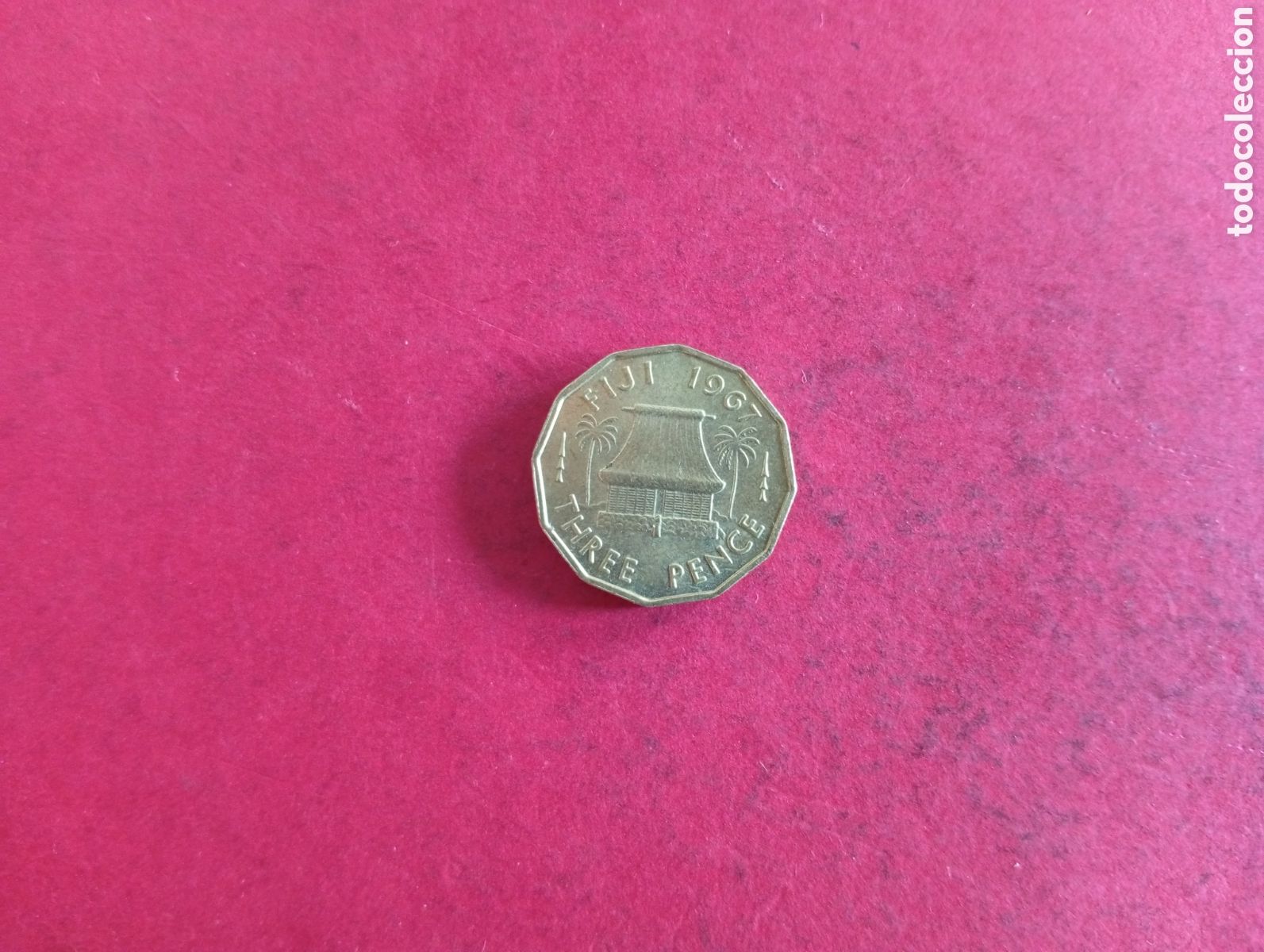 Monedas antiguas de Ocean&iacute;a: 3 peniques de Fiji 1967