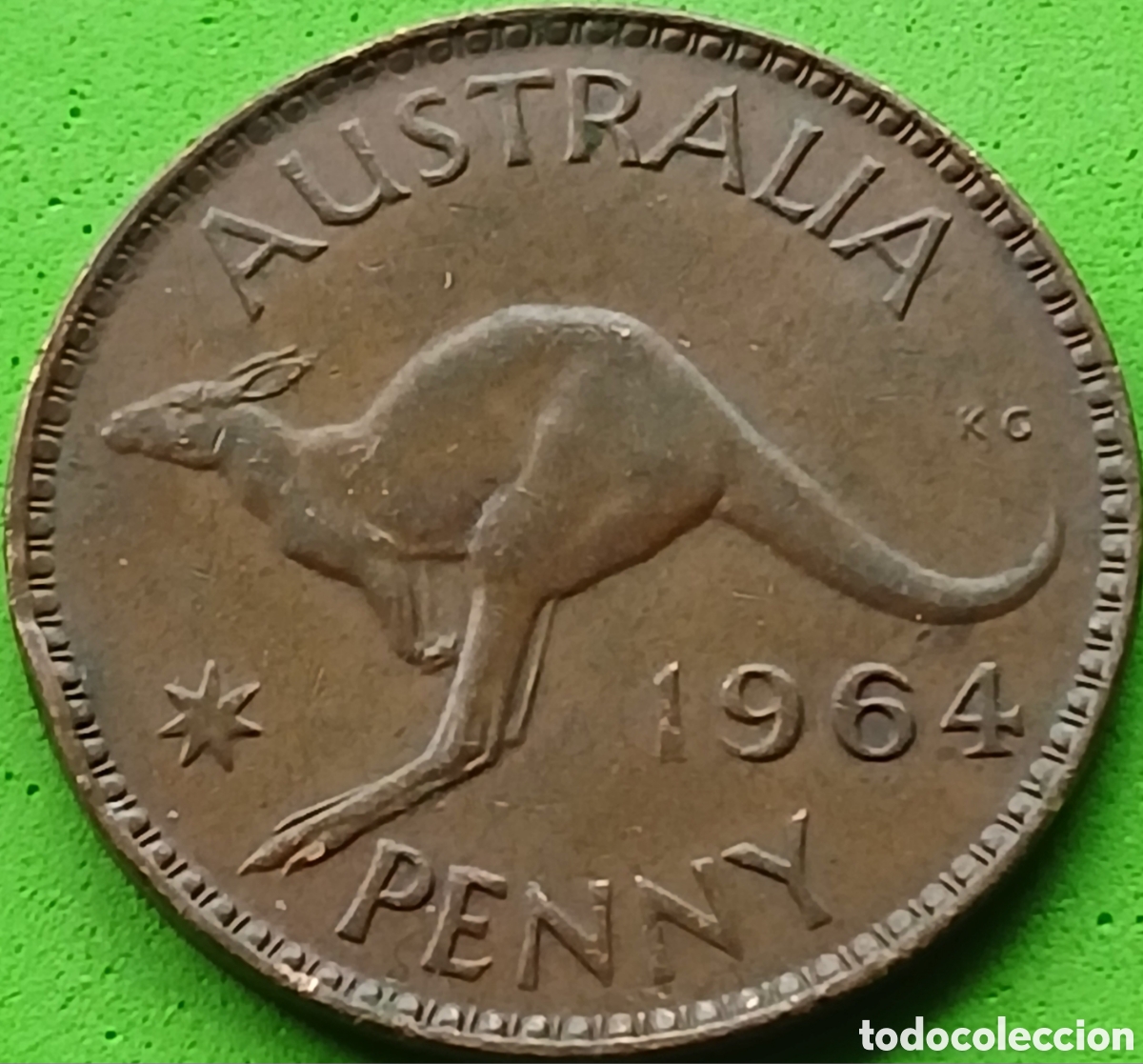 Monedas antiguas de Ocean&iacute;a: Australia penny 1964 km#56 sin punto/ ceca Melbourne